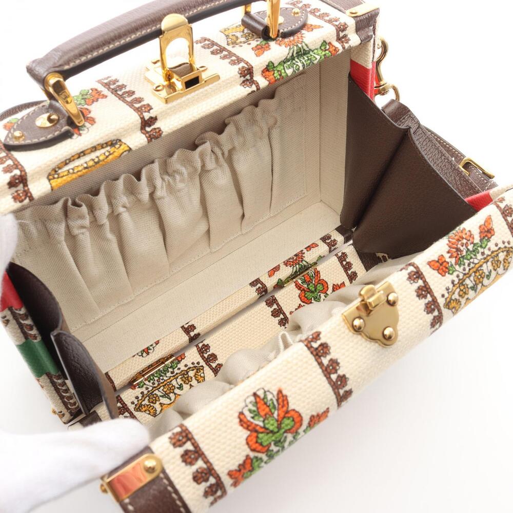 Gucci Leather Brown Case MINE Canvas MUSIC Multicolor Beauty Handbag